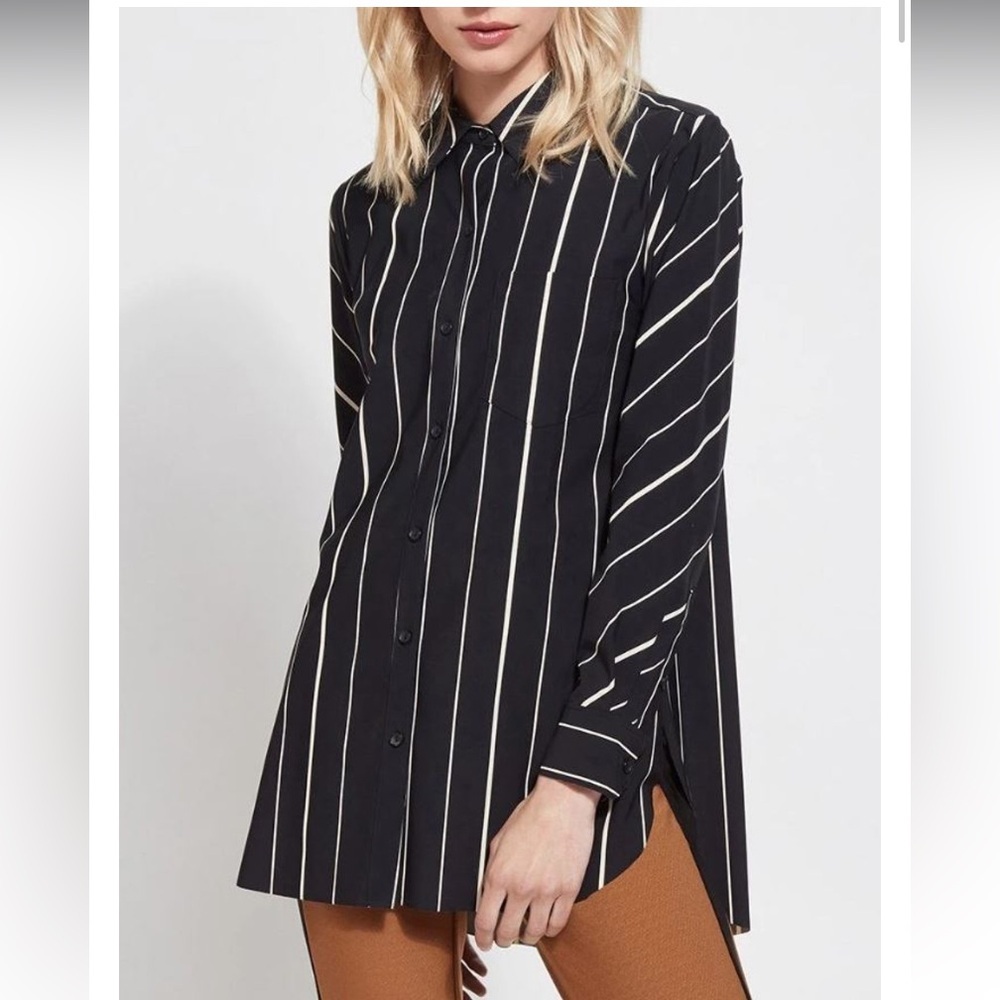 NWT Lysse Schiffer -Lim Stripe Women's Long Sleeve Blouse XS Black/White 23-2325